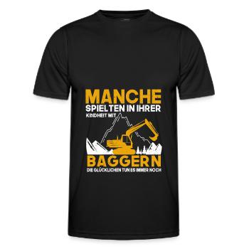 Bagger Kindheit Baggerfahrer - Männer Funktions-T-Shirt - Schwarz - Vorne - AI Model Male 178 dark (178cm)