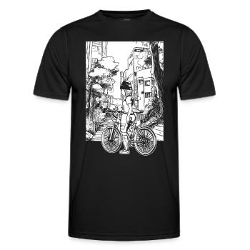 Stylisches Biker-Shirt für urbane Abenteurer - Männer Funktions-T-Shirt - Schwarz - Vorne - AI Model Male 178 dark (178cm)