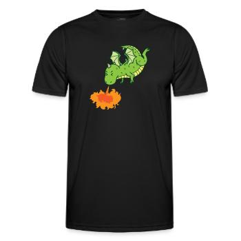 Dragon spits fire Mythical creatures Fairy tale - Men's Functional T-Shirt - black - Front - AI Model Male 178 dark (178cm)