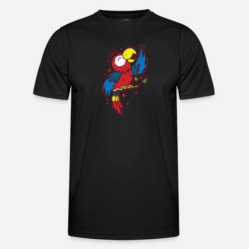 Papagei singt Tier Vogel - Männer Funktions-T-Shirt - Schwarz