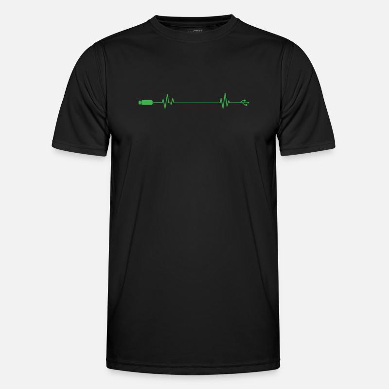 USB Stick Heartbeat Line Memory Module Men's Functional T-Shirt