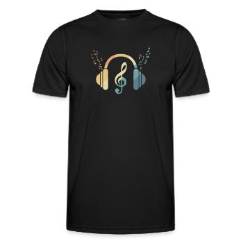 Headphones clef music music sound - Men's Functional T-Shirt - black - Front - AI Model Male 178 dark (178cm)