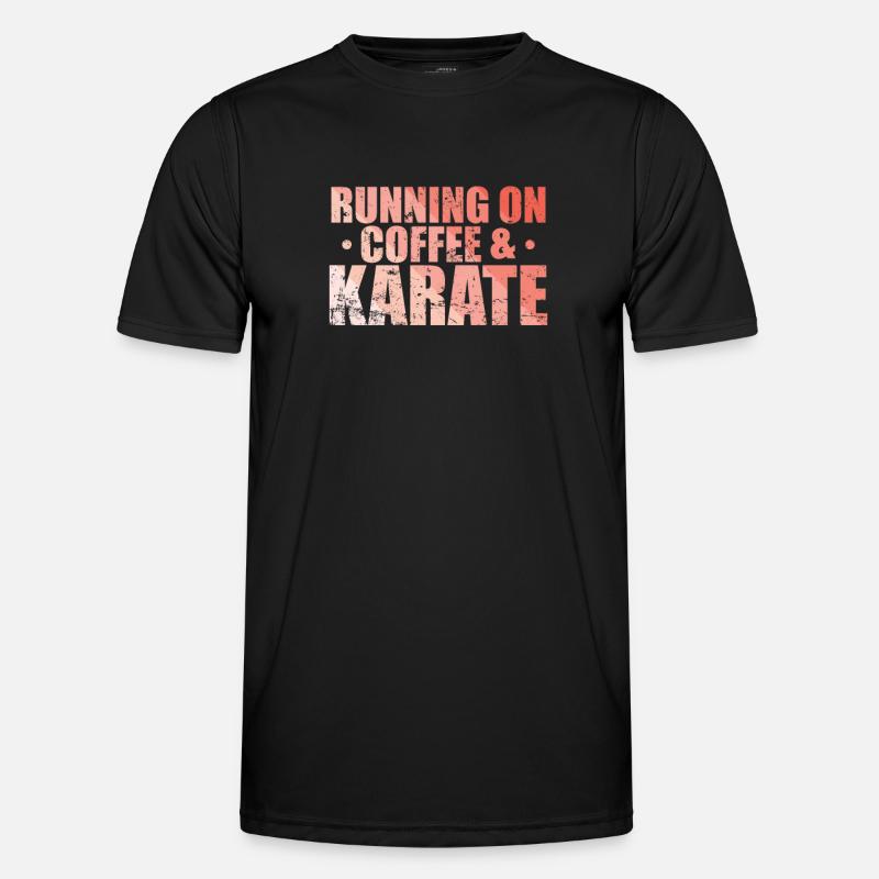 Running on Coffee & Karate - Männer Funktions-T-Shirt - Schwarz