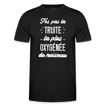 T'es pas la truite la plus oxygénée du ruisseau - T-shirt sport Homme - noir - Devant - AI Model Male 178 dark (178cm)