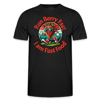 Run Berry Fast - Fraise amusante comme fast-food - T-shirt sport Homme - noir - Devant - AI Model Male 178 dark (178cm)