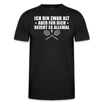 Federball Ich bin zwar alt Badminton - Männer Funktions-T-Shirt - Schwarz - Vorne - AI Model Male 178 dark (178cm)