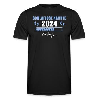 Schlaflose Nächte 2024 Werdender Papa Geschenk - Männer Funktions-T-Shirt - Schwarz - Vorne - AI Model Male 178 dark (178cm)