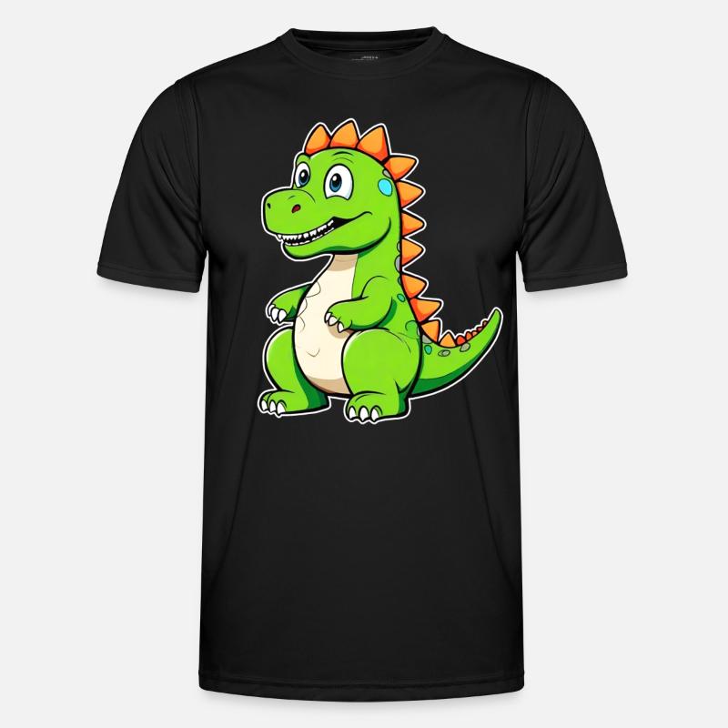 Niedlicher Comic Dinosaurier - Männer Funktions-T-Shirt - Schwarz