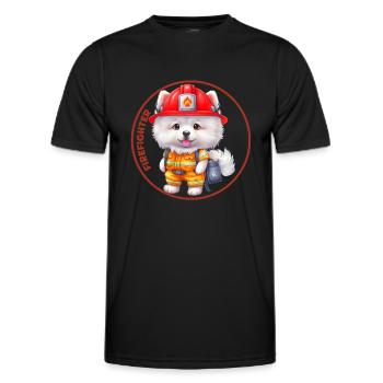 Pompier, doux samoyède - T-shirt sport Homme - noir - Devant - AI Model Male 178 dark (178cm)