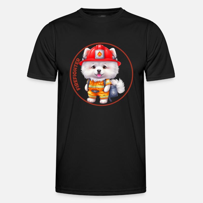 Firefighter, sweet samoyed - Men's Functional T-Shirt - black