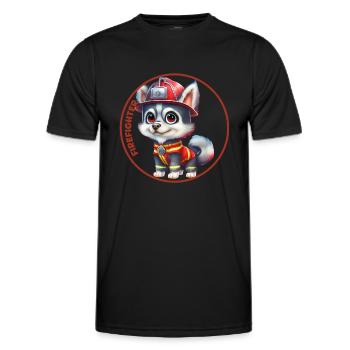 Pompier, doux husky - T-shirt sport Homme - noir - Devant - AI Model Male 178 dark (178cm)