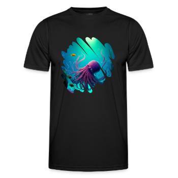 Ocean animals, octopus - Men's Functional T-Shirt - black - Front - AI Model Male 178 dark (178cm)
