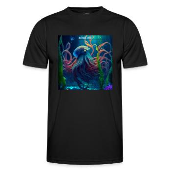 Ocean animals, angry octopus - Men's Functional T-Shirt - black - Front - AI Model Male 178 dark (178cm)