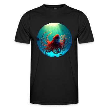 Ocean animals, beautiful octopus - Men's Functional T-Shirt - black - Front - AI Model Male 178 dark (178cm)