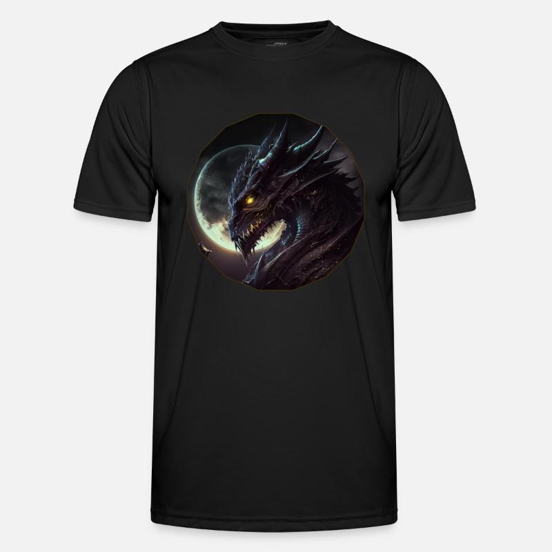 Dunkler Blick des Drachen - Männer Funktions-T-Shirt - Schwarz