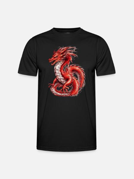 Red dragon, mistic animal - Men's Functional T-Shirt - black