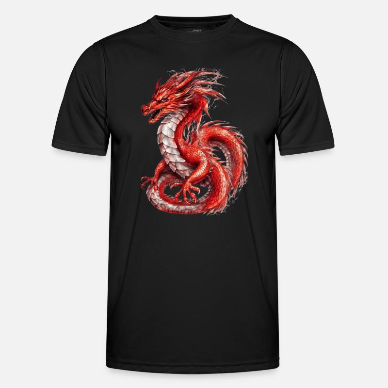 Roter Drache, Nebeltier - Männer Funktions-T-Shirt - Schwarz