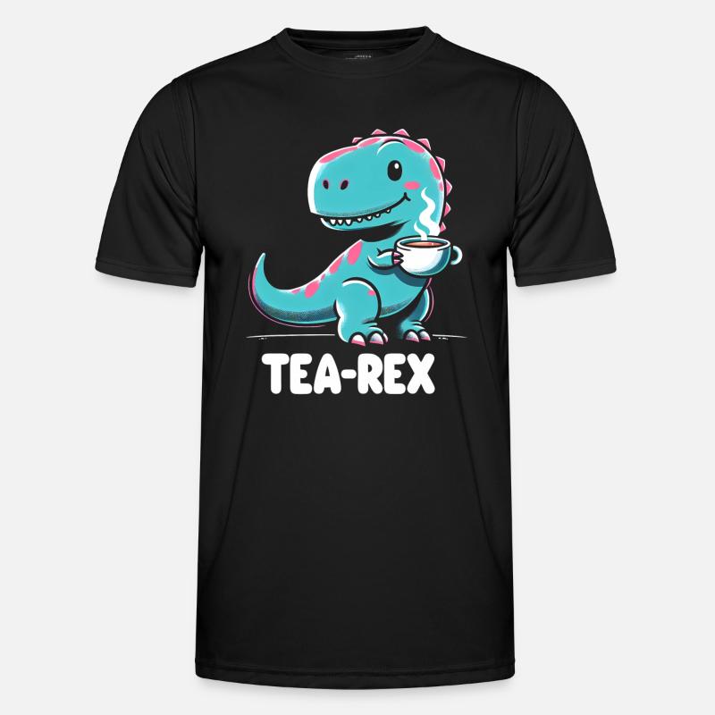 TEA-REX - Dinosaurier-Tee - Männer Funktions-T-Shirt - Schwarz
