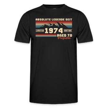 Geboren 1974 Jahrgang Berge Geburtstag - Männer Funktions-T-Shirt - Schwarz - Vorne - AI Model Male 178 dark (178cm)
