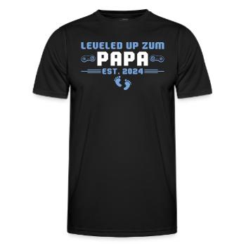 Leveled up zum Vater 2024 Werdender Papa - Männer Funktions-T-Shirt - Schwarz - Vorne - AI Model Male 178 dark (178cm)