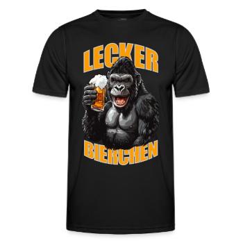Lecker Bierchen X Gorilla mit Bier lustiges - Männer Funktions-T-Shirt - Schwarz - Vorne - AI Model Male 178 dark (178cm)