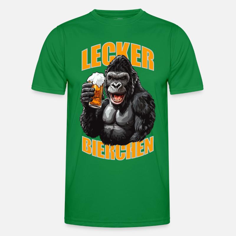 Lecker Bierchen X Gorilla mit Bier lustiges Männer Funktions-T-Shirt