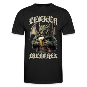 Lecker Bierchen X Fantasy Drache mit Bier lustiges - Männer Funktions-T-Shirt - Schwarz - Vorne - AI Model Male 178 dark (178cm)
