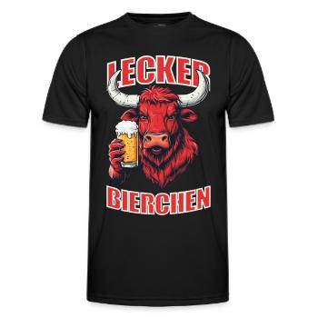 Lecker Bierchen X Bulle mit Bier lustiges - Männer Funktions-T-Shirt - Schwarz - Vorne - AI Model Male 178 dark (178cm)
