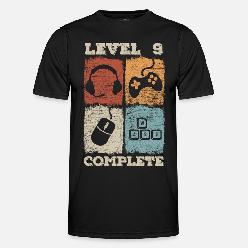 9. Geburtstag Level Complete Gaming Männer Funktions-T-Shirt