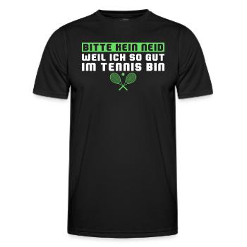 Tennisspieler Humor Bitte kein Neid Tennis - Männer Funktions-T-Shirt - Schwarz - Vorne - AI Model Male 178 dark (178cm)