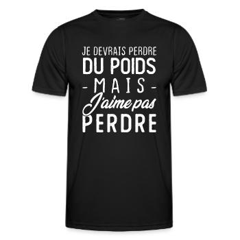 Je devrais perdre du poids mais j'aime pas perdre - T-shirt sport Homme - noir - Devant - AI Model Male 178 dark (178cm)