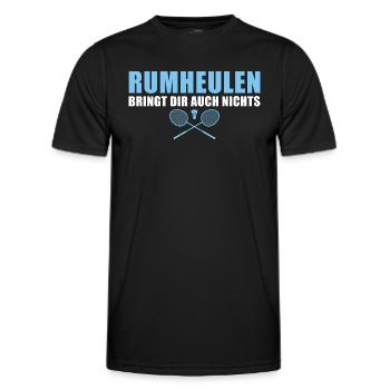 Federball Rumheulen bringt auch nichts Badminton - Männer Funktions-T-Shirt - Schwarz - Vorne - AI Model Male 178 dark (178cm)