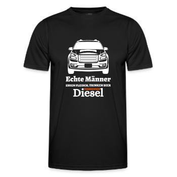 Echte Männer Essen Fleisch Trinken Bier ... - Männer Funktions-T-Shirt - Schwarz - Vorne - AI Model Male 178 dark (178cm)