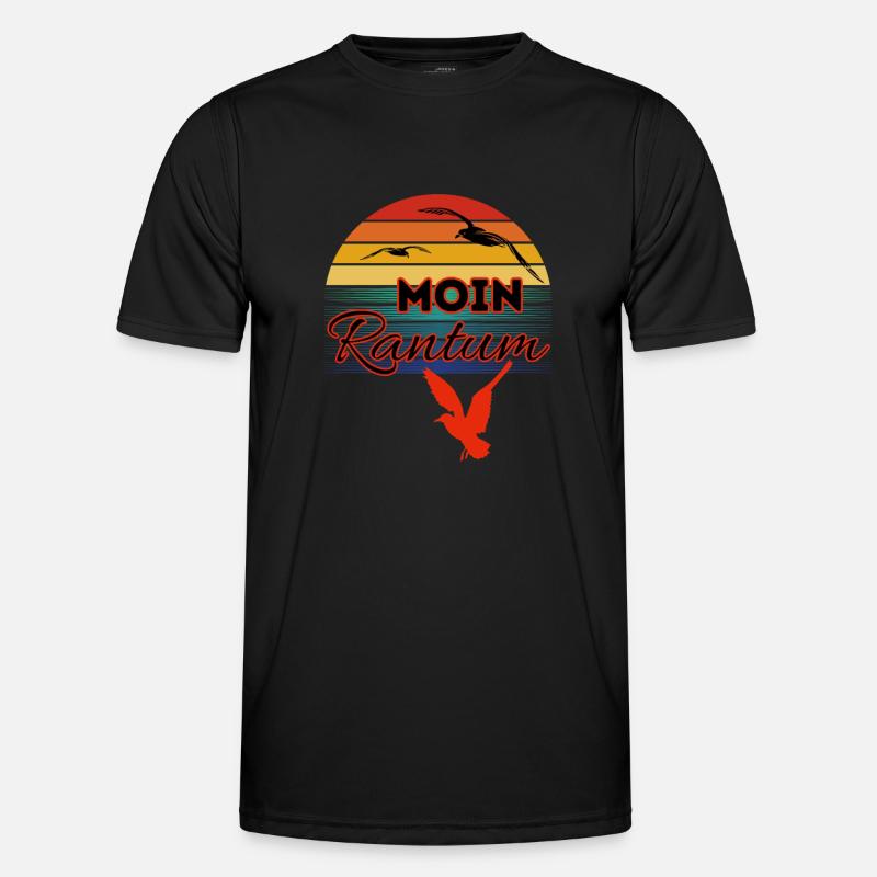 Moin Rantum mit Möwe im Retro Style-Sylt-Rantum Männer Funktions-T-Shirt