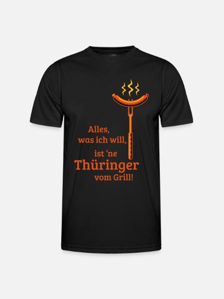Eine Thüringer vom Grill! (3C) - Männer Funktions-T-Shirt - Schwarz