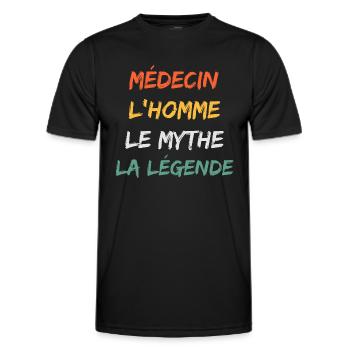 médecin - T-shirt sport Homme - noir - Devant - AI Model Male 178 dark (178cm)