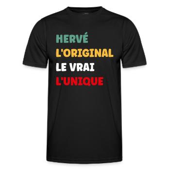 L'original le vrai l'unique hervé - T-shirt sport Homme - noir - Devant - AI Model Male 178 dark (178cm)