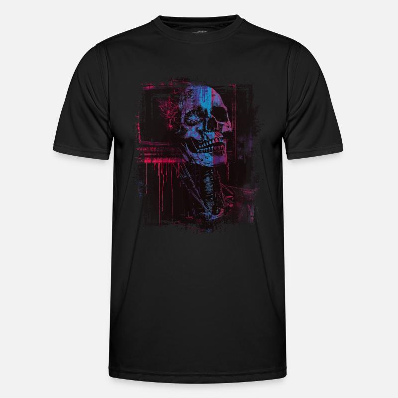 Skull Digital Horror Glitchcore Grunge Weirdcore Men's Functional T-Shirt