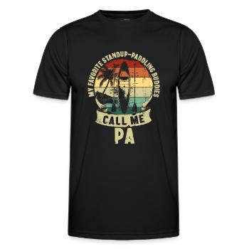 Stand up Paddle Fête des Pères Père Enfants Cadeau - T-shirt sport Homme - noir - Devant - AI Model Male 178 dark (178cm)