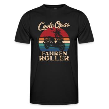Cool Grandpas Riding Scooter Retro Grandpa - Men's Functional T-Shirt - black - Front - AI Model Male 178 dark (178cm)