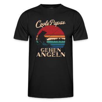 Cool Dads Go Fishing Retro Dad Gift - Men's Functional T-Shirt - black - Front - AI Model Male 178 dark (178cm)