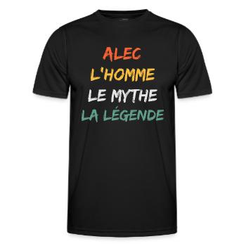 alec 'homme le mythe la légende - T-shirt sport Homme - noir - Devant - AI Model Male 178 dark (178cm)
