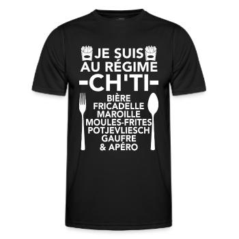 Humour Ch'ti Régime & Apéro Nord Cadeau Spécialité - T-shirt sport Homme - noir - Devant - AI Model Male 178 dark (178cm)