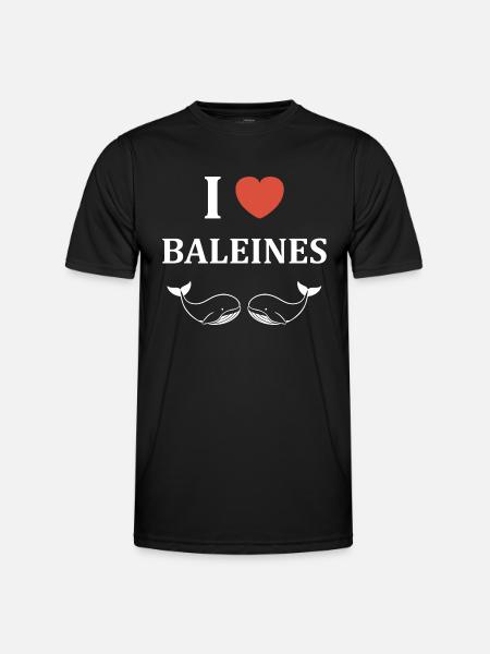 Baleines bleu Amour baleine - T-shirt sport Homme - noir