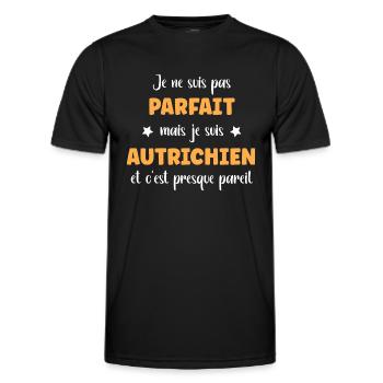 Je ne suis pas parfait mais autrichien - T-shirt sport Homme - noir - Devant - AI Model Male 178 dark (178cm)