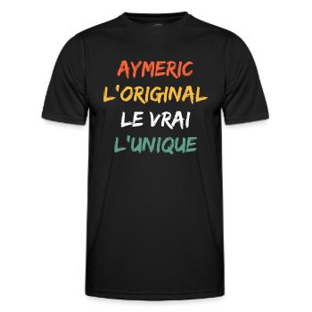 AYMERIC - T-shirt sport Homme - noir - Devant - AI Model Male 178 dark (178cm)