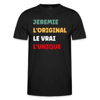 L'original le vrai l'unique Jeremie - T-shirt sport Homme - noir - Devant - AI Model Male 178 dark (178cm)