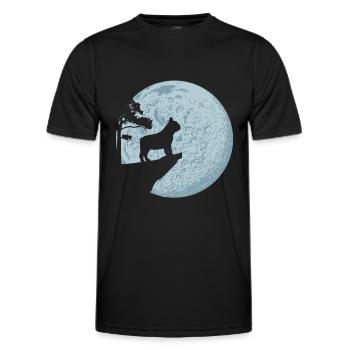Amoureux des chiens bouledogue français pleine lune - T-shirt sport Homme - noir - Devant - AI Model Male 178 dark (178cm)