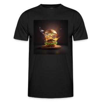 Burger Explosion - aussi juteux que possible - T-shirt sport Homme - noir - Devant - AI Model Male 178 dark (178cm)
