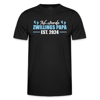 Zwillings Papa 2024 Werdender Vater - Männer Funktions-T-Shirt - Schwarz - Vorne - AI Model Male 178 dark (178cm)